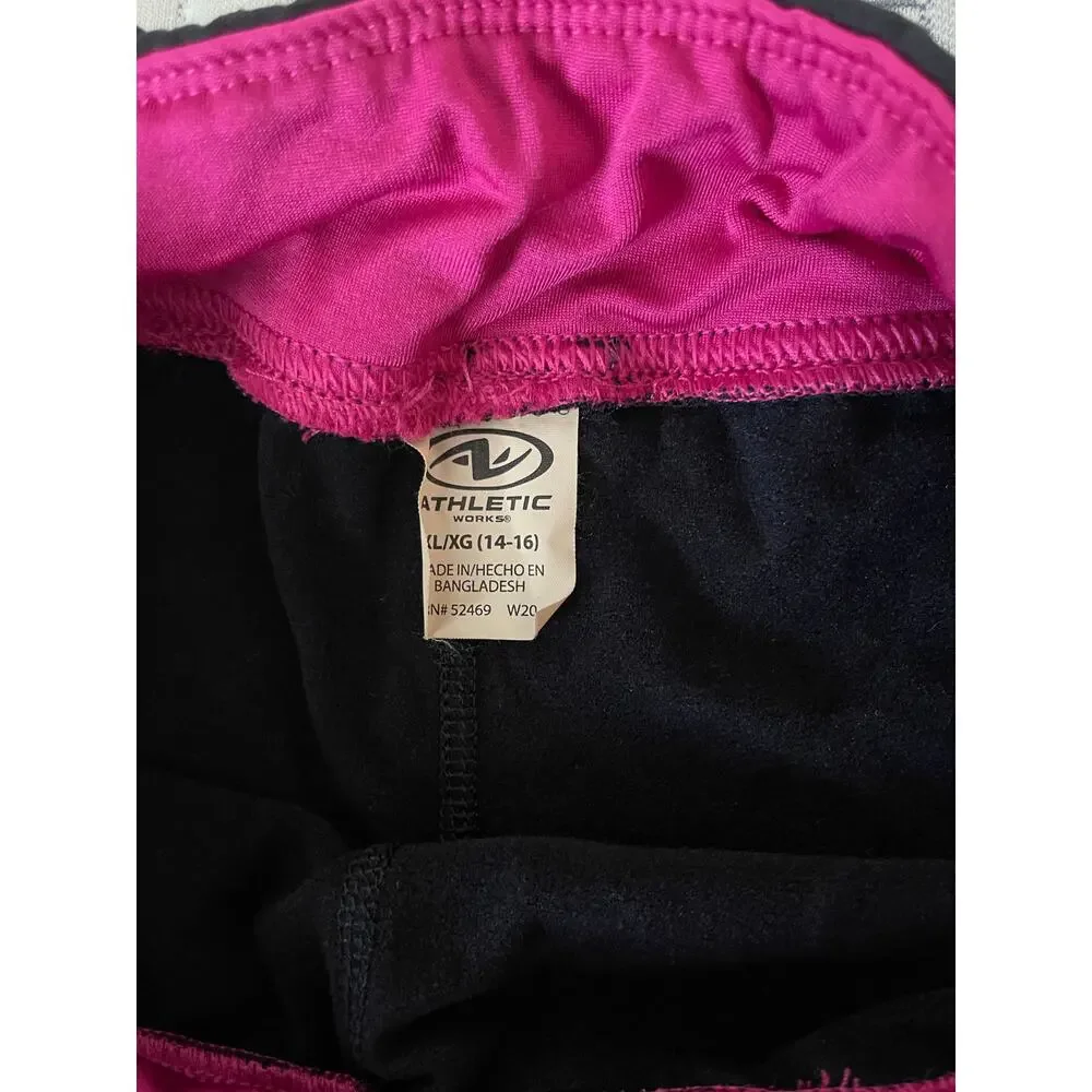 Athletic Works Girls Black Pink Activewear Leggings Youth Size XL 14-16